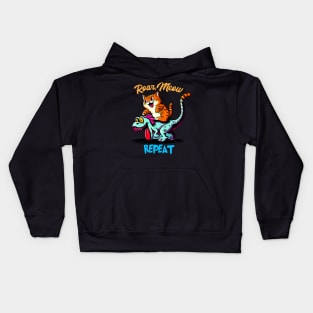 T Rex Dinosaur Riding Cat Kids Hoodie